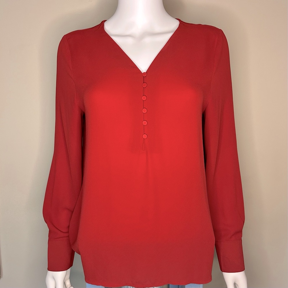 Ann Taylor Red V Neck Blouse